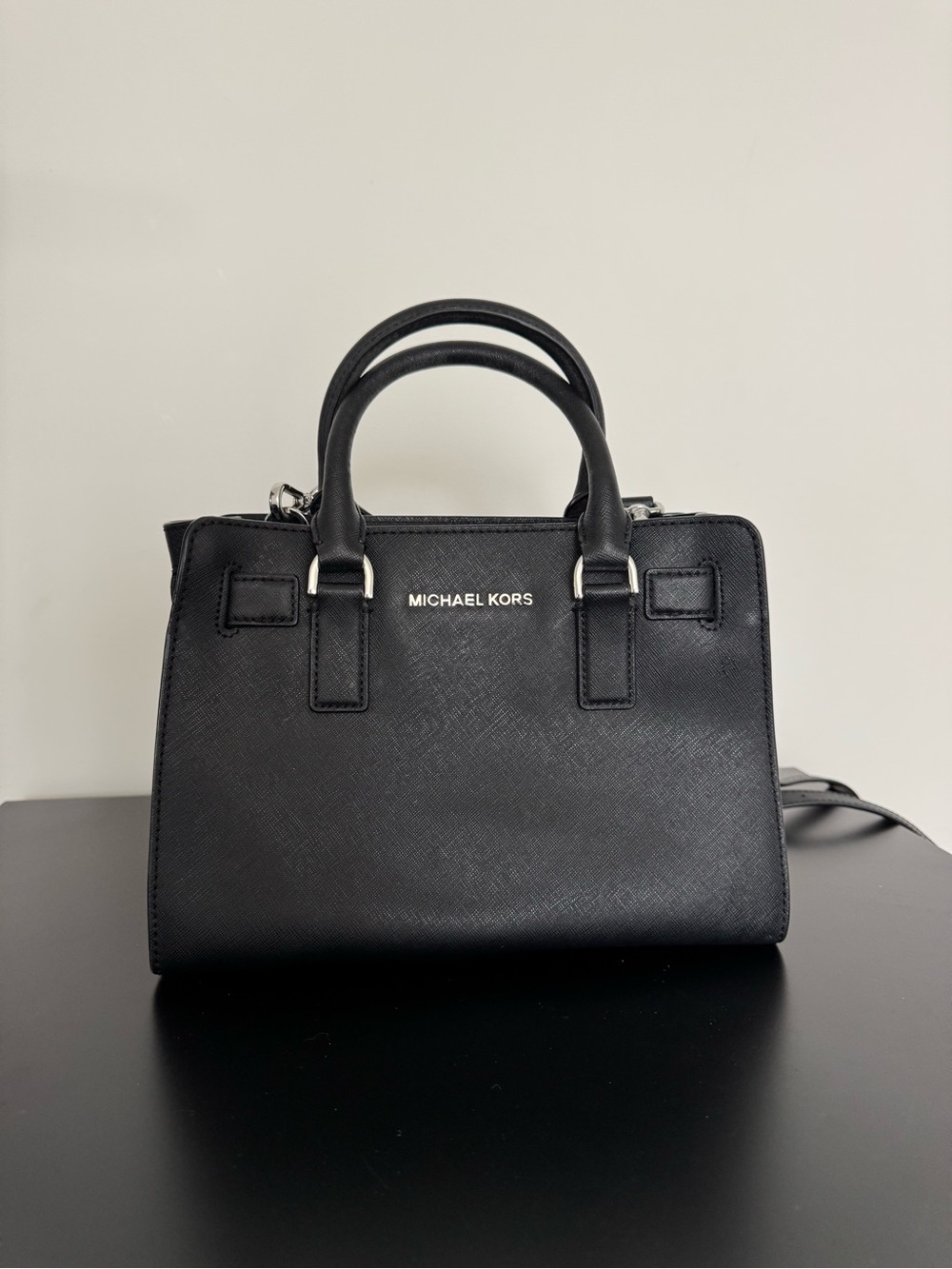 Michael Kors Black Saffiano Small Satchel with Top Handles